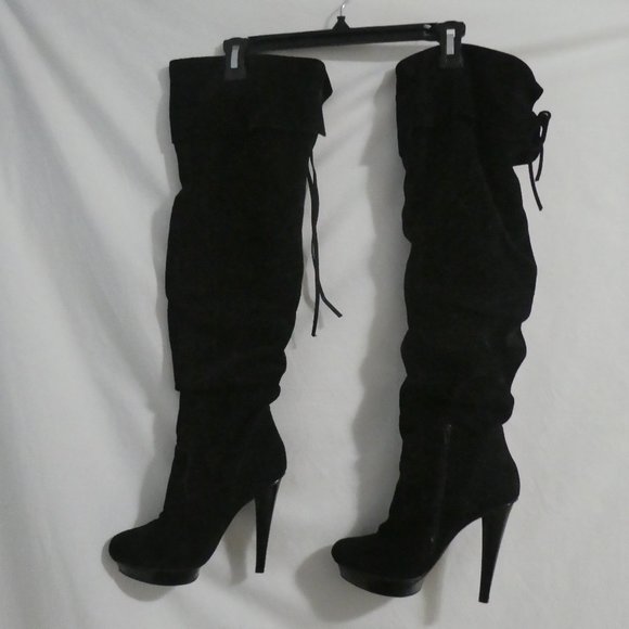 Steve Madden Shoes - STEVE MADDEN | size 7.5 | Black Suede Stiletto Pirate Slouch Boot | Xenonn | GUC